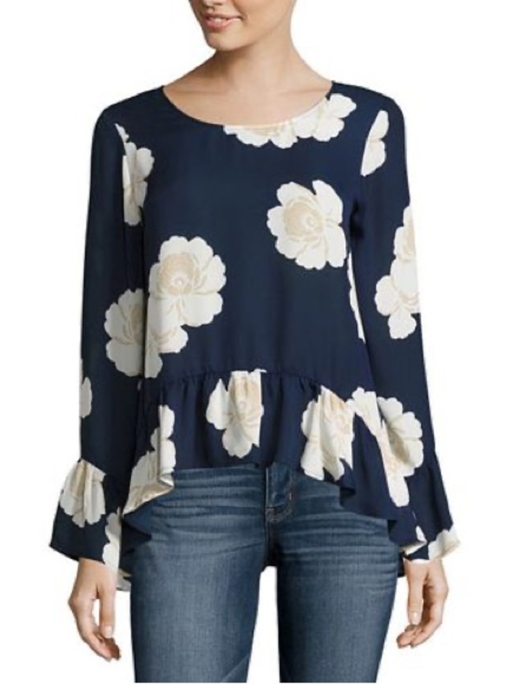A.n.a. Cropped Floral Chiffon Sheer Blouse - EUC